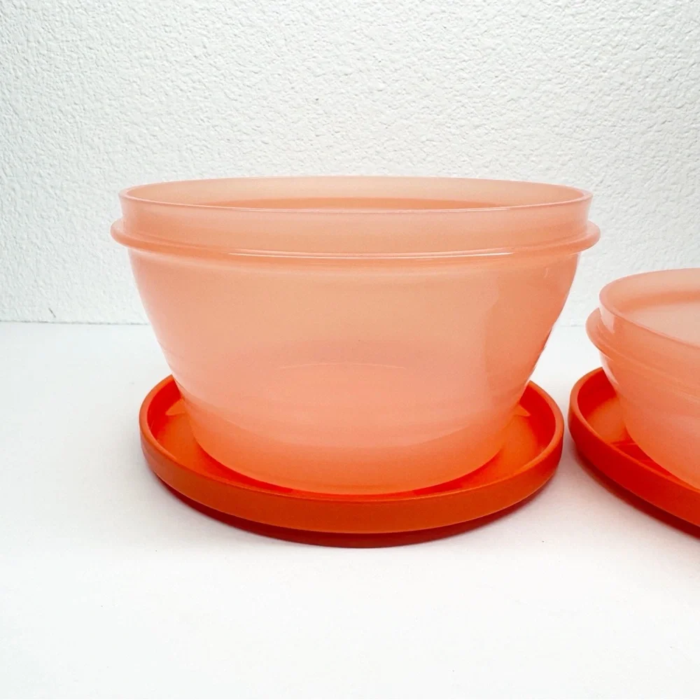 Tupperware Duo Bowl Set with Lids Orange